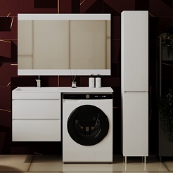 Style Line Мебель для ванной Даллас 120 Люкс L, белая PLUS подвесная – фотография-2